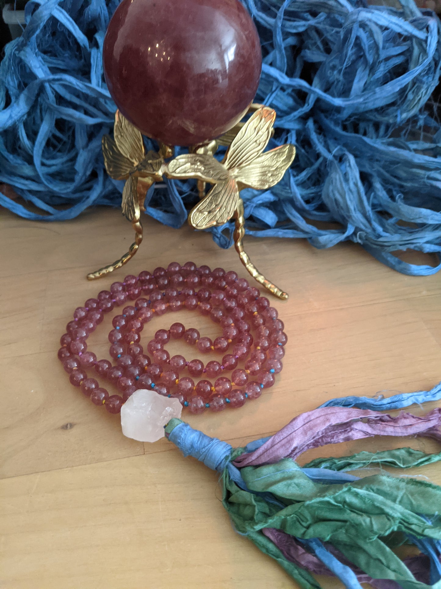 Strawberry quartz 108 bead mala.