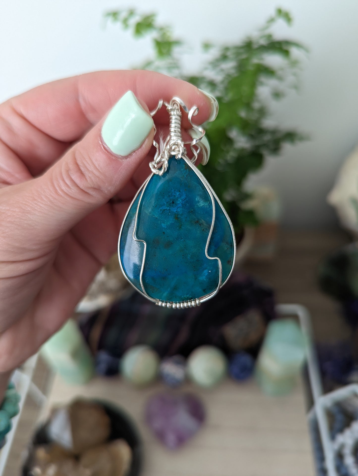 Shattuckite wire wrapped pendant!