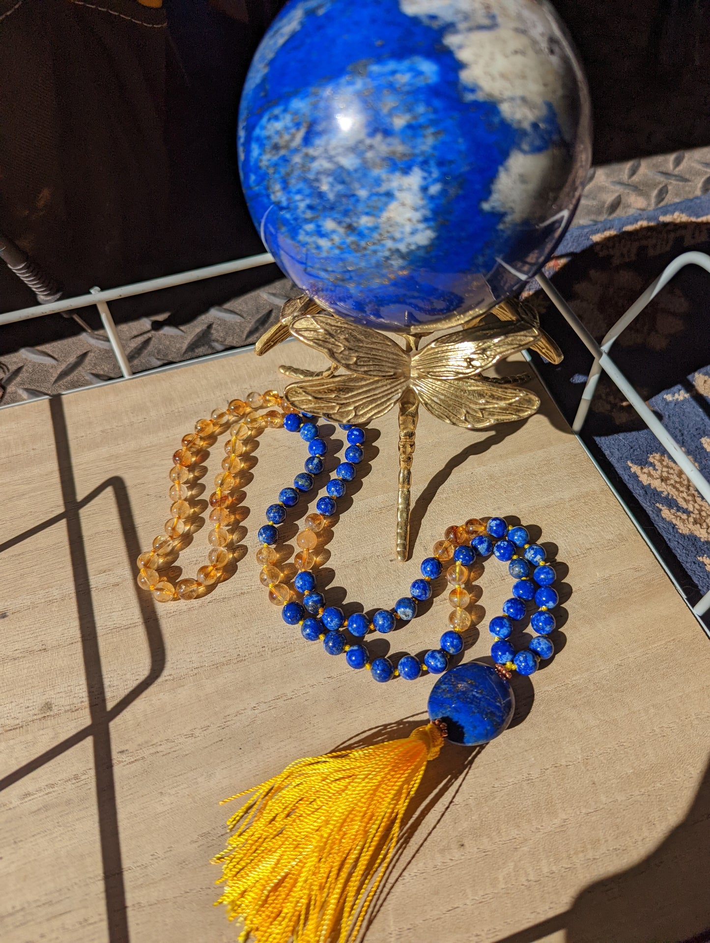 Lapis lazuli & citrine mini mala!