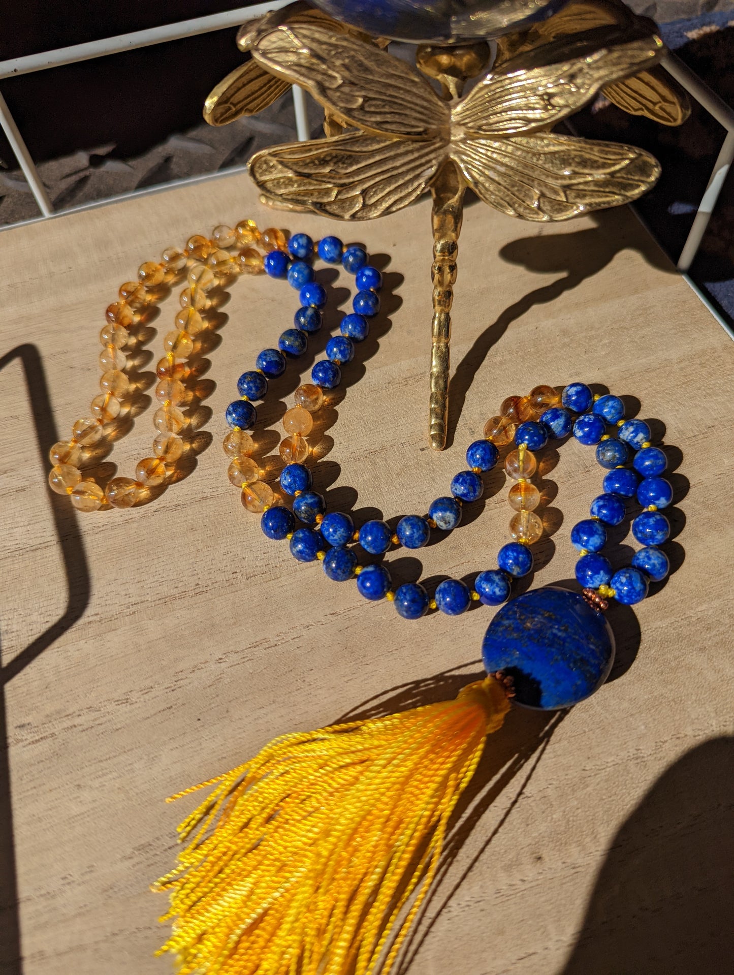 Lapis lazuli & citrine mini mala!