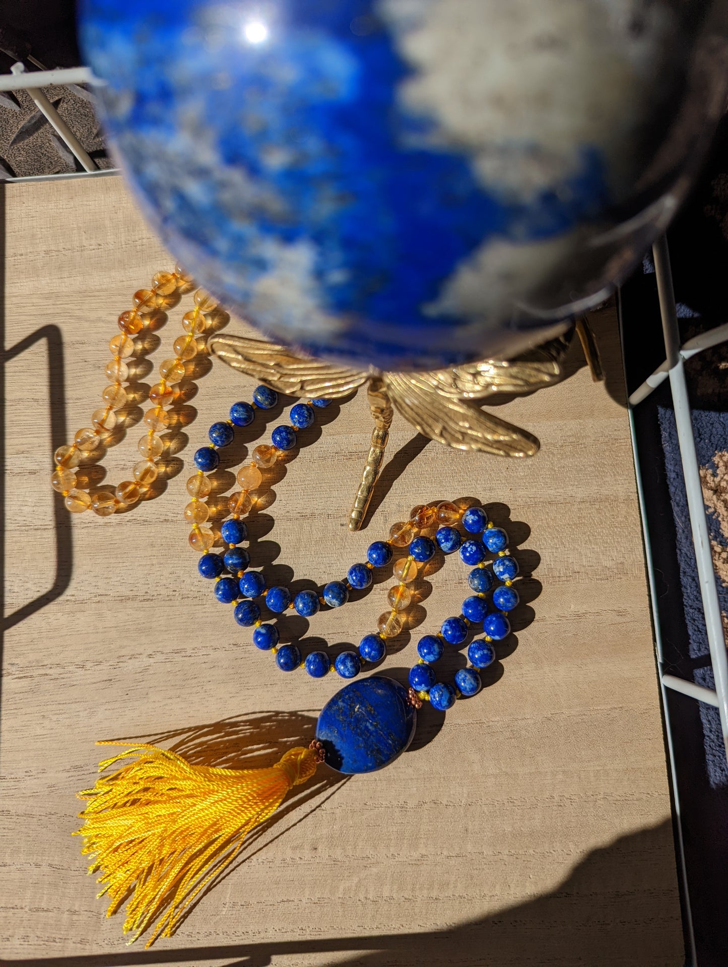 Lapis lazuli & citrine mini mala!