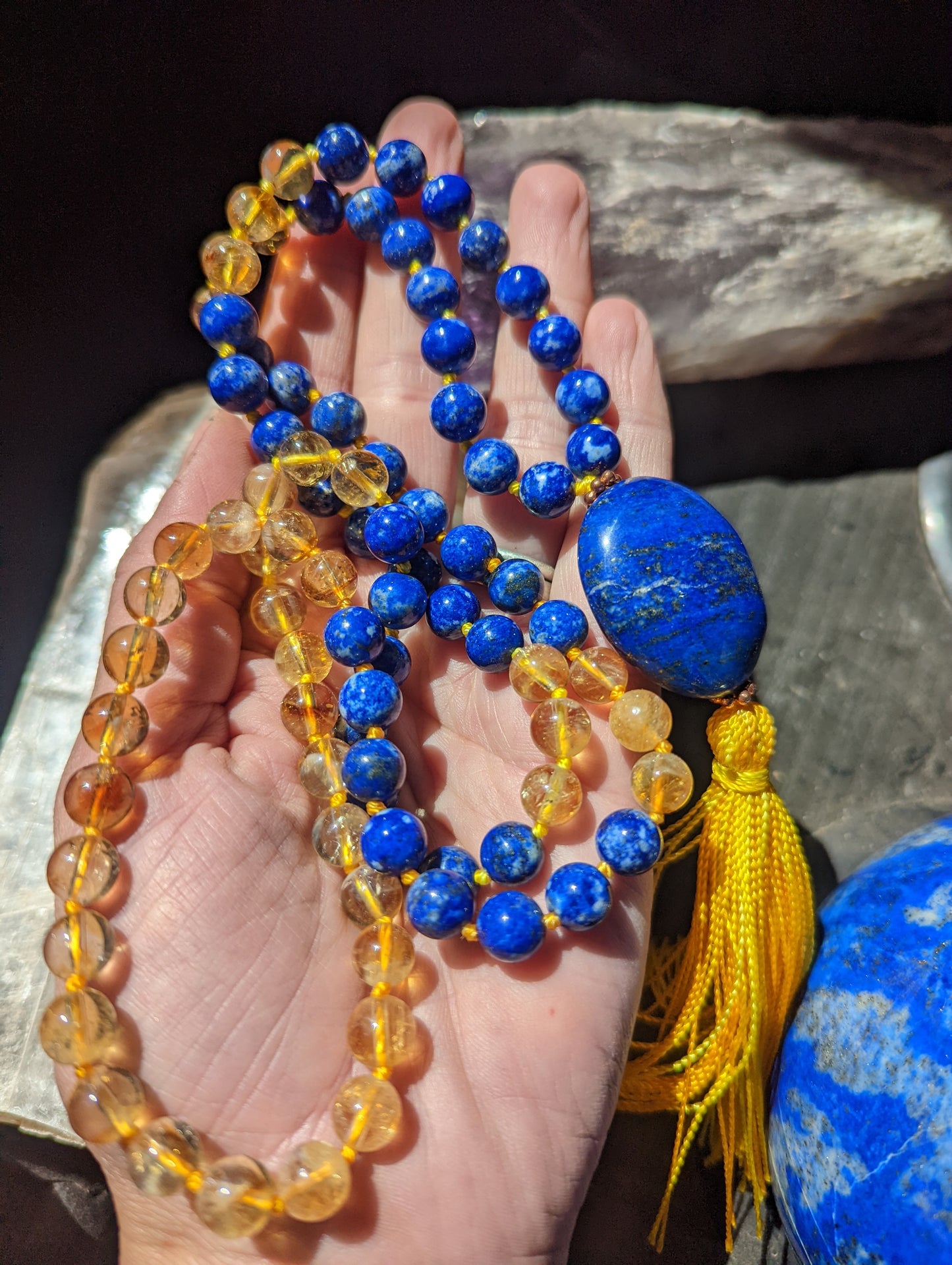 Lapis lazuli & citrine mini mala!