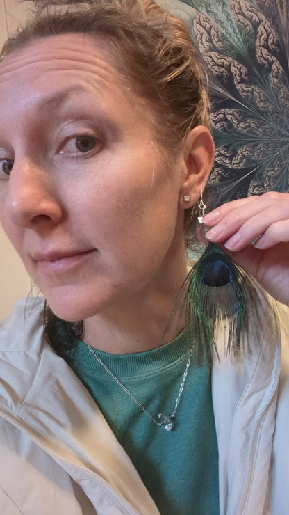 Peacock feather earrings