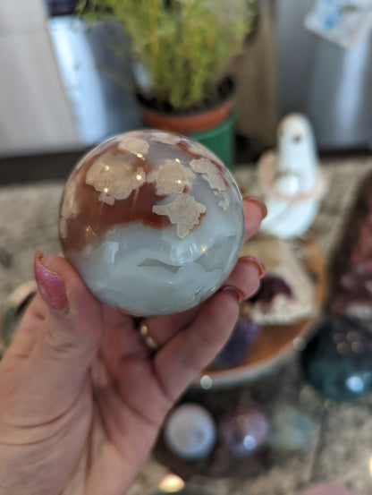 Flower agate sphere!