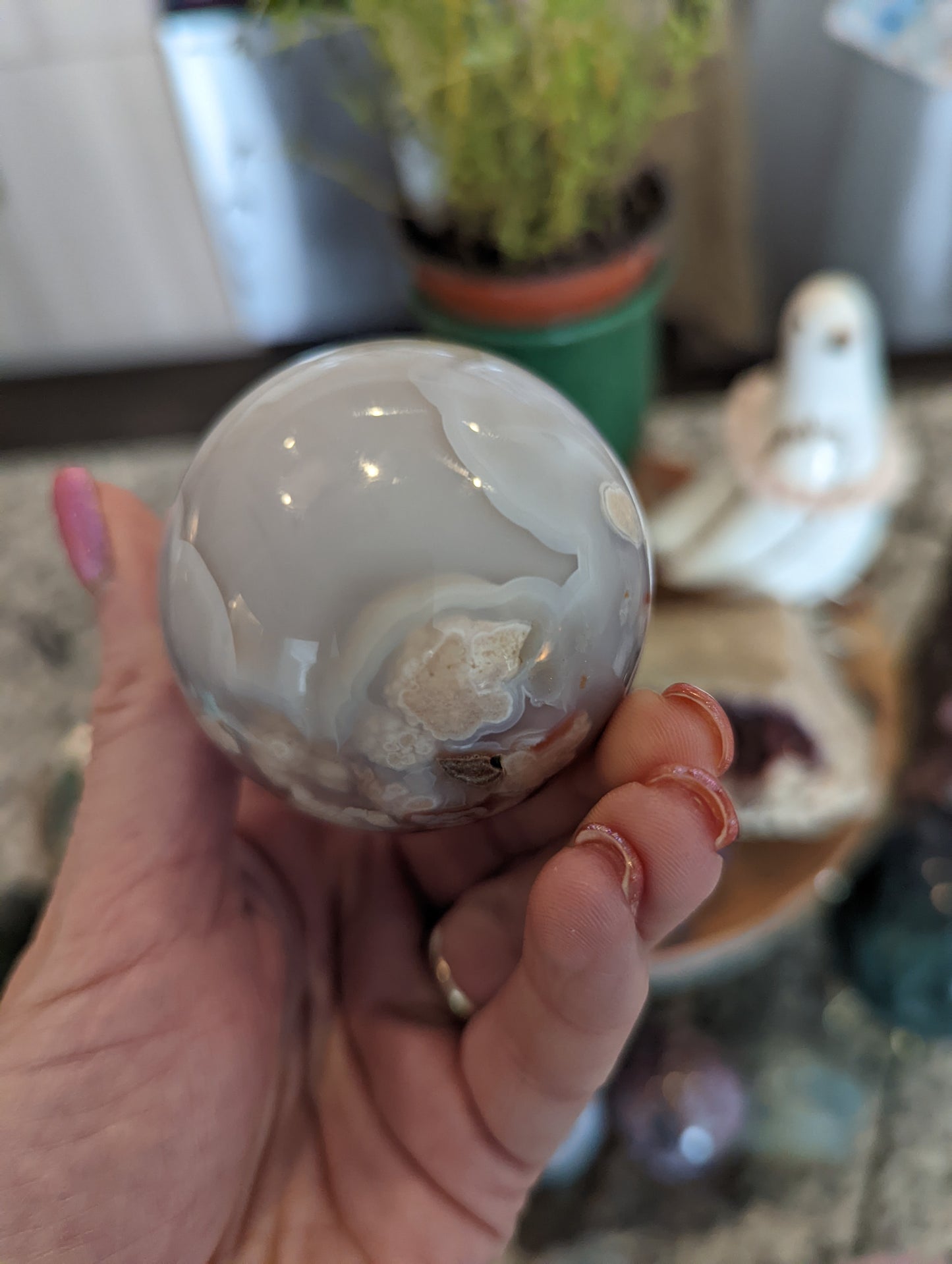 Flower agate sphere!