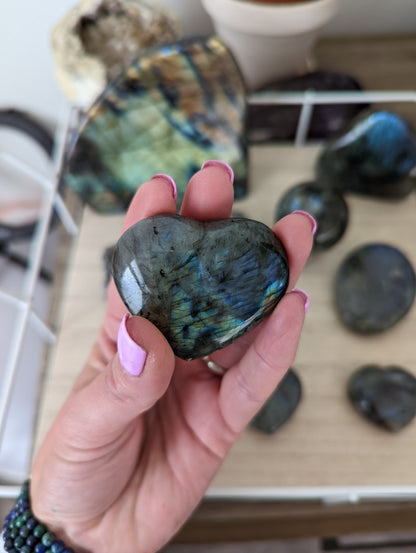 Labradorite hearts