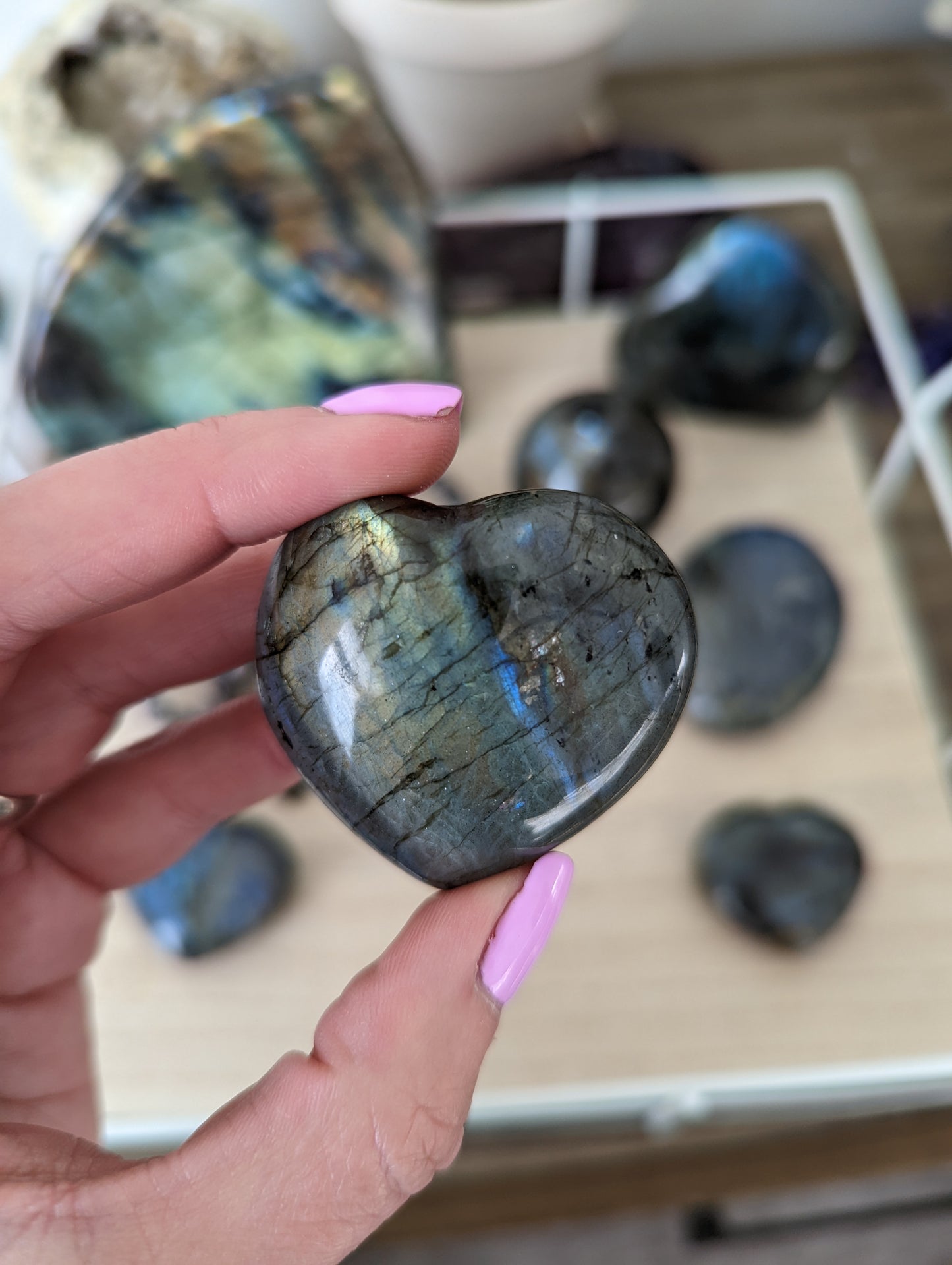Labradorite hearts