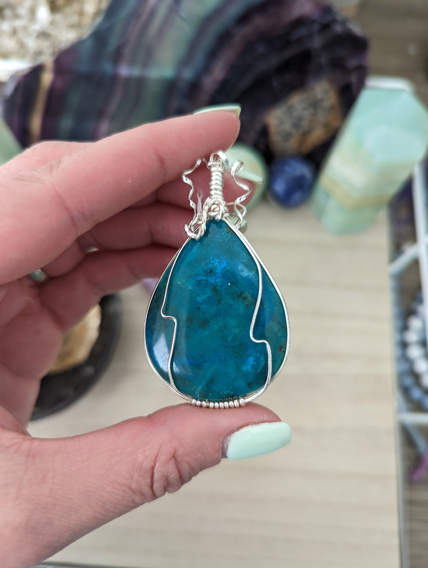 Shattuckite wire wrapped pendant!