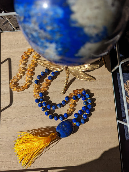 Lapis lazuli & citrine mini mala!