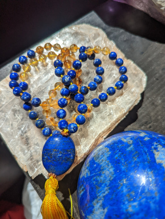 Lapis lazuli & citrine mini mala!